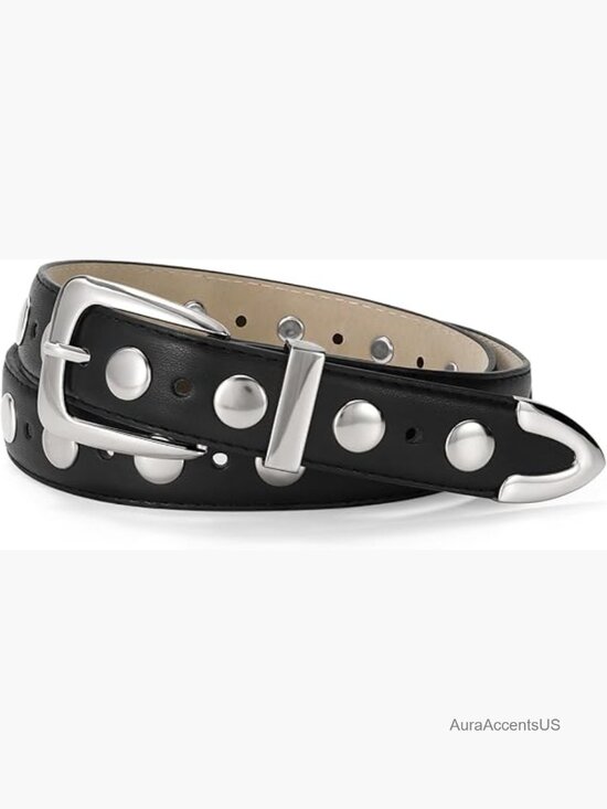 Punk Studded PU Leather Belt with Metallic Buckle, Adjustable Fit main image 6